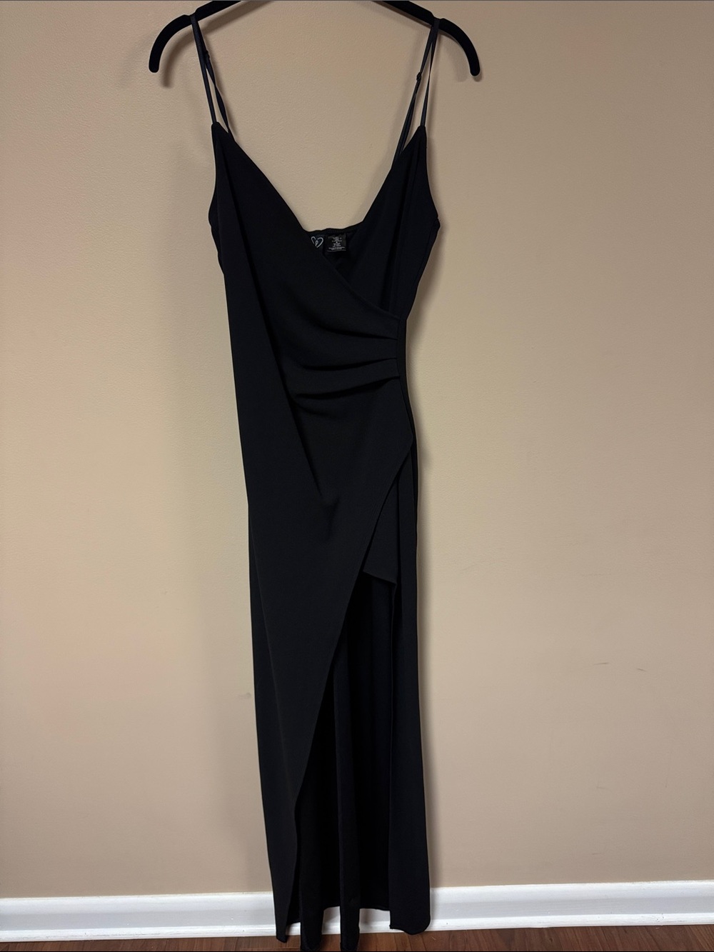 Windsor Black Spaghetti-Strap Wrap Maxi Dress